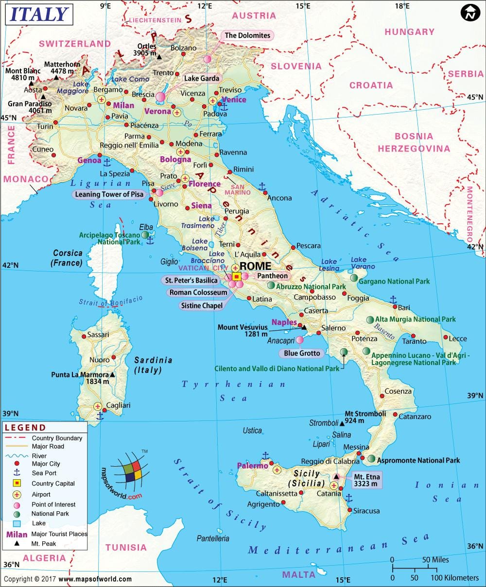 Kart over napoli, italia området