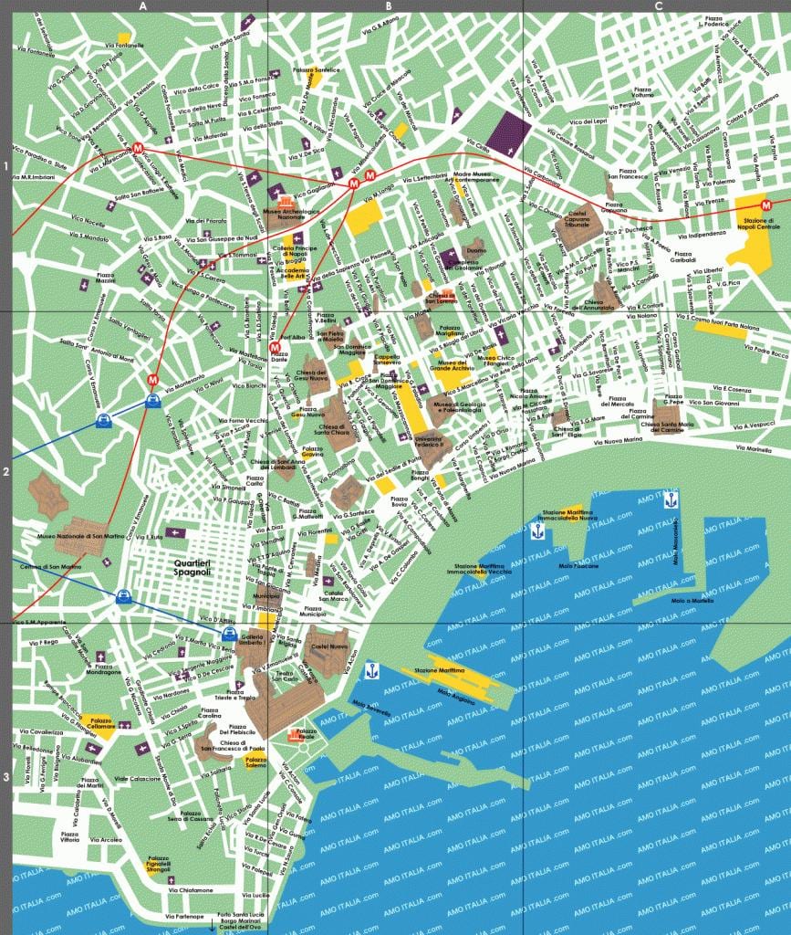 napoli turistattraksjonene kart