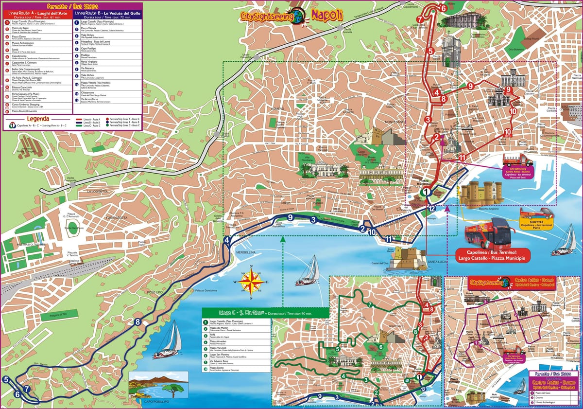 napoli, italia hop on hop off buss tur kart